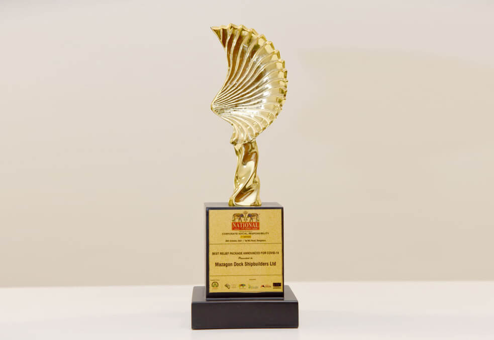 The award was presented to MDL at Bengaluru on 27th Oct 2021 for CSR projects on COVID Relief in Mumbai, Nandurbar and other parts of Maharashtra.
